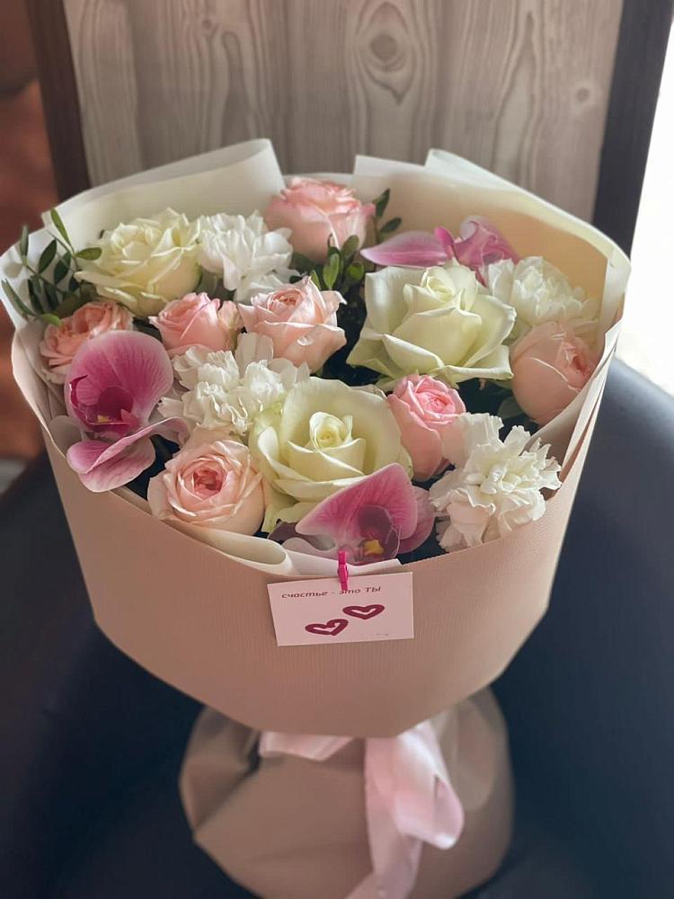 Букет цветов из: Орхидеи, Розы и Гвоздики в Брехово