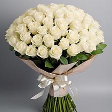 Букет 101 беля роза Белоснежка в Брехово