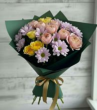 Букет цветов из:  Хризантемы и Розы в Брехово