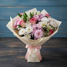 Букет цветов из:  Хризантемы, Альстромерии и Розы в Брехово