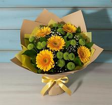 Букет цветов из:  Герберы и Хризантемы в Брехово