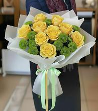 Букет цветов из:  Хризантемы и Розы в Брехово