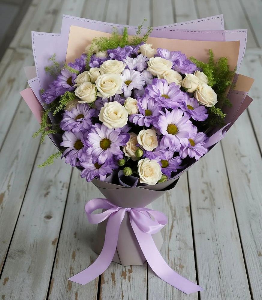 Букет цветов из: Хризантемы и Розы в Брехово